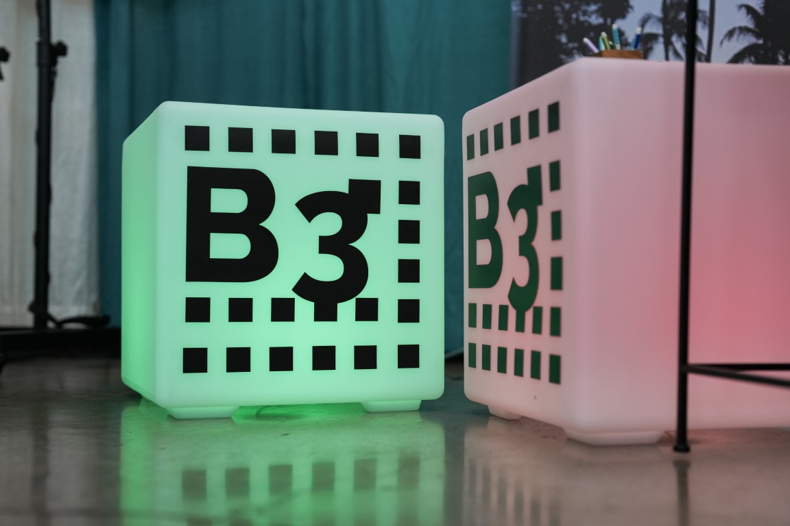 Picture of block that has B3 custom software logo